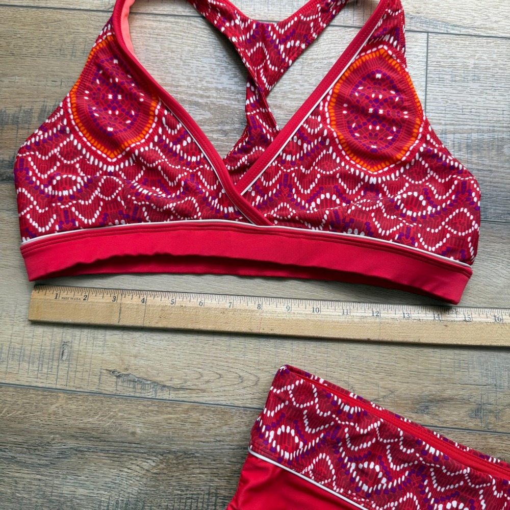 Athleta 3-piece Racer Back Top Bikini Bottom Boy Shorts Bottom Swim Suit Large - Picture 2 of 10